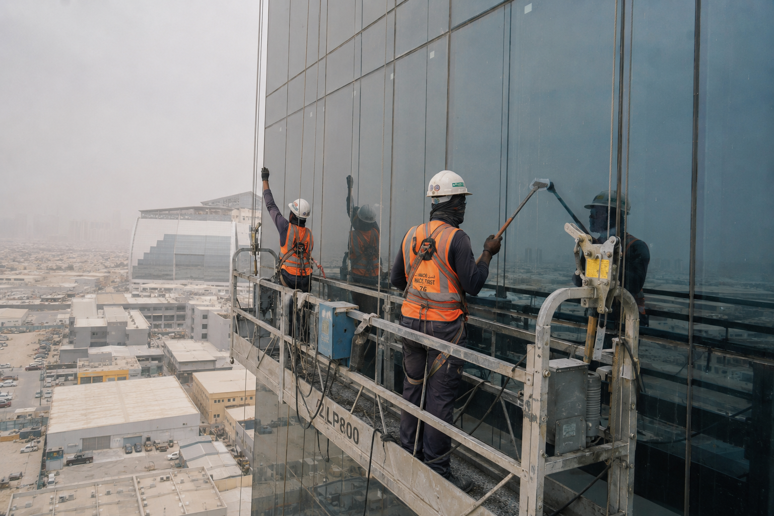 Cradle rental UAE — suspended platform for high-rise facade work